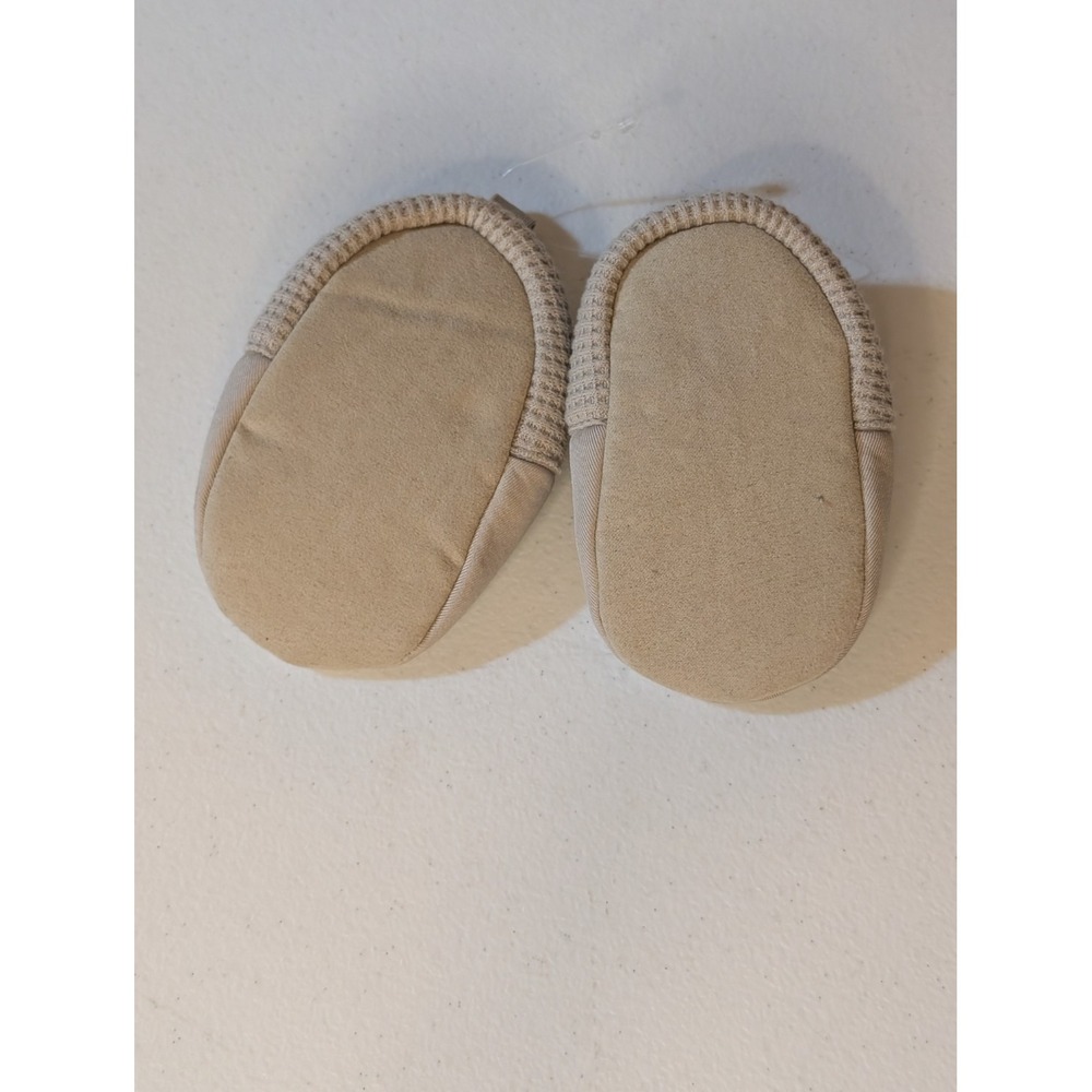 Baby Girl Crib Shoes 3–6 Months – Soft Sole Knit Bow‎ Slippers Beige - Picture 2 of 2